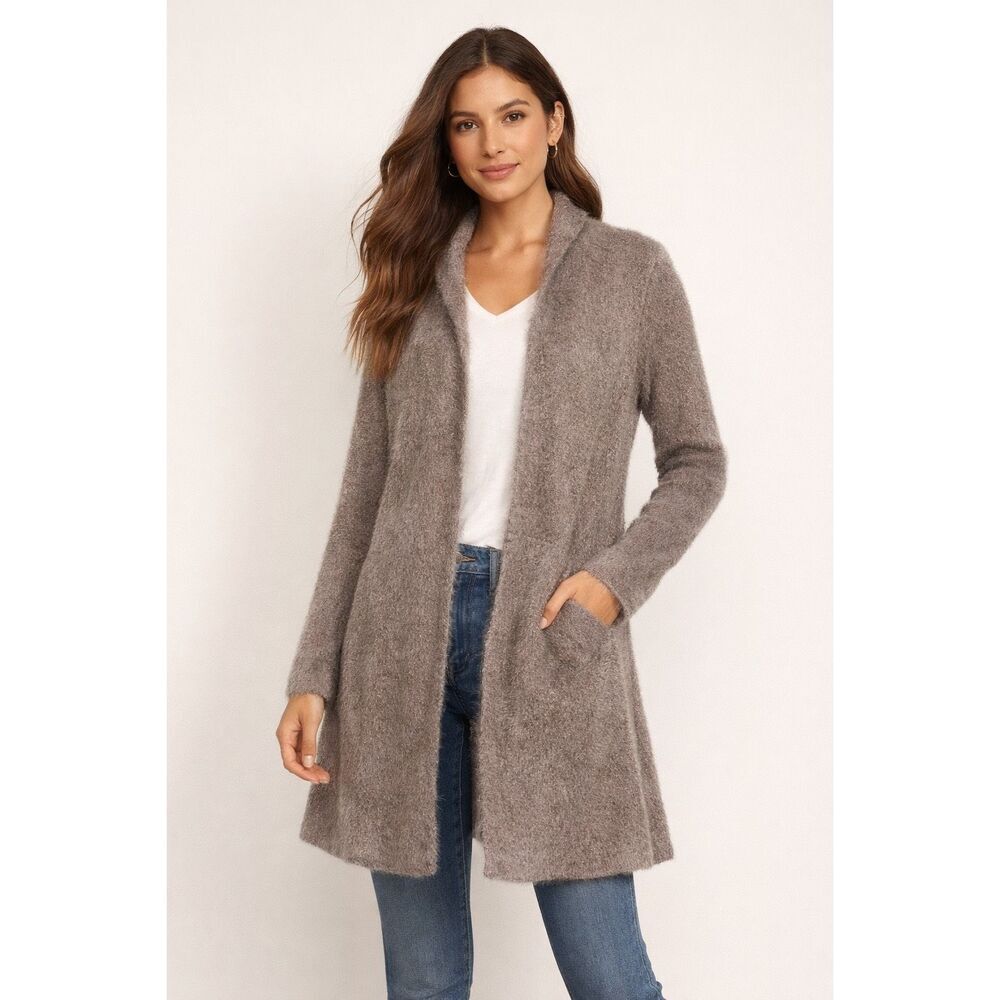 Soft Surroundings Brown Maven Topper Fuzzy Cardigan Duster Sweater Women’s Sz XS